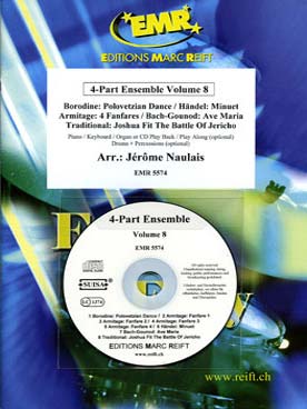 Illustration de ALBUM 4-PART ENSEMBLE avec piano et percussion en option + CD play-along - Vol. 8 : Borodine, Haendel