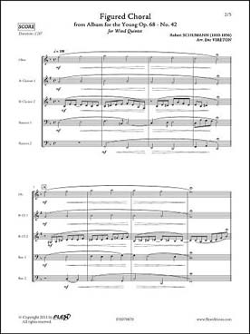 Illustration de Deuxième choral extrait de l'album pour la jeunesse op. 68 N° 42 pour hautbois, 2 clarinettes si b et 2 bassons