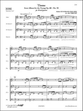 Illustration de Thème extrait de l'album pour la jeunesse op. 68 N° 32 pour hautbois, 2 clarinettes si b et basson