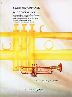 Illustration de Duetto originale pour 2 trompettes et orchestre d'harmonie, réd. piano