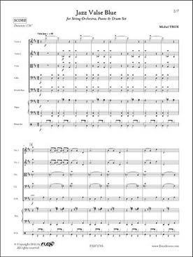 Illustration de Jazz valse blue pour quintette à cordes, piano et batterie (6V1, 6V2, 4Va, 3 Vc, 2 contrebasses)