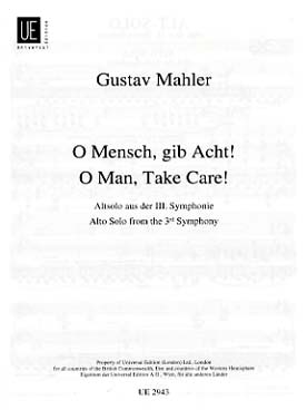 Illustration de O Mensch, gib Acht ! partie alto solo de la symphonie N° 3 et piano