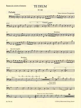 Illustration de Te deum H 146 en ré M pour solistes SATB chœur mixte, 2 flûtes, 2 hautbois, 2 trompettes, percussion partie de basses de violon et bassons