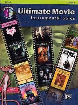 Illustration de ULTIMATE MOVIE INSTRUMENTAL SOLOS avec accès audio : 60 morceaux des films de James Bond, Harry Potter, Star Wars, Seigneur des anneaux, Magicien d'Oz... avec partie de piano PDF à imprimer