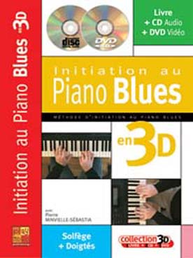 Illustration de Initiation au Piano blues en 3D avec CD et DVD