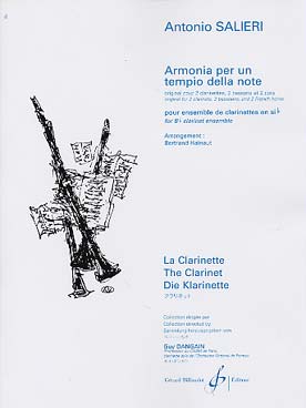 Illustration de Armonia per un tempio della note, orig. pour 2 clarinettes, 2 bassons et 2 cors, tr. pour ensemble de clarinettes