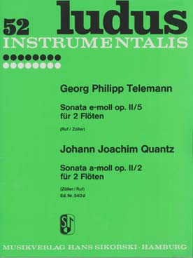 Illustration de Sonates pour 2 flûtes op. 2/5 en mi m de Telemann et op. 2/2 en la m de Quantz