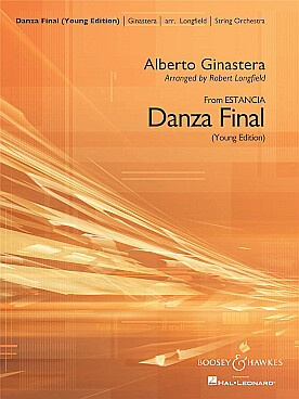 Illustration de Danza final from Estancia pour orchestre à cordes et percussions (8V1, 8V2, 4V3, 4 Va, 4 cellos, 4 ctbsses, 1 piano, 2 percussion 1 et 1 percussion 2)