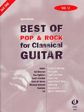 Illustration de BEST OF POP & ROCK for classical guitar (arr. Beat Scherler, solfège/tablature) - Vol. 12 : Adele, Mickael Jackson...