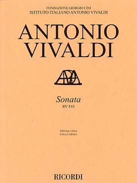 Illustration de Sonate RV 810 pour violon solo et basse continue (éd. critique avec facsimilé, sans réalisation clavier)