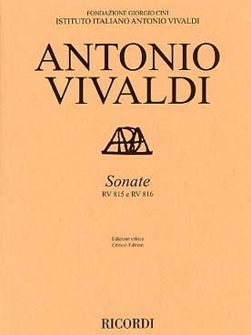 Illustration de Sonate RV 815 et RV 816 pour violon solo et basse continue (éd. critique sans réalisation clavier)