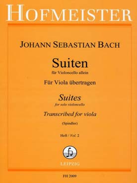 Illustration de 6 Suites pour violoncelle transcrites pour alto par Spindler - Vol. 2 : suites 4, 5, 6 BWV 1010-1012