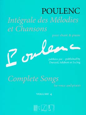 Illustration de Intégrale des mélodies et chansons pour chant et piano - Vol. 4