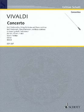 Illustration de Concerto RV 531, PV 411, F III/2 en sol m pour 2 violoncelles, orchestre à cordes et basse continue, conducteur