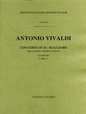 Illustration de Concerto RV 501 F VIII N° 1 "La Notte" en si b M pour basson, cordes et basse continue - Parties