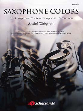 Illustration de Saxophone colors pour ensemble de saxophones avec percussion en option