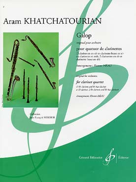 Illustration de Galop (original pour orchestre), tr. Héau pour quatuor de clarinettes (3 clarinettes si b et clarinette basse ou clarinette mi b, 2 clarinettes si b et clarinette basse)
