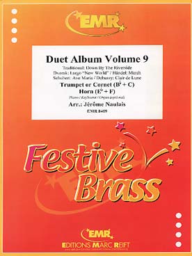 Illustration de DUET ALBUM (tr. Naulais) pour trompette ou cornet et cor en fa ou en mi b avec piano/orgue ad lib. - Vol. 9 : Dvorak, Haendel, Schubert, Debussy...