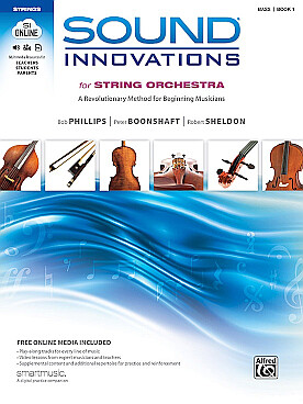 Illustration de SOUND INNOVATIONS for string orchestra avec CD et DVD - Book 1 Contrebasse