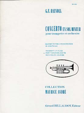 Illustration de Concerto en sol m (arr. Thilde) conducteur pour trompette, cordes et clavecin