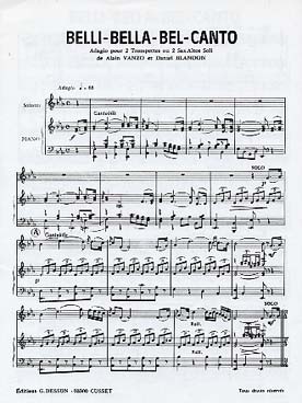 Illustration de Belli-bella-bel-canto, adagio pour 2 trompettes ou 2 saxophones altos solistes et piano