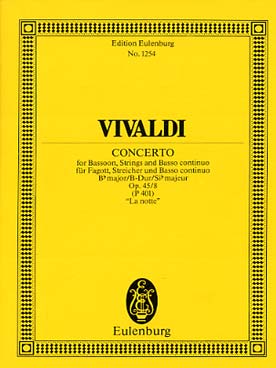 Illustration de Concerto RV 501 F VIII/1 en si b M "La Notte" pour basson, cordes et basse continue
