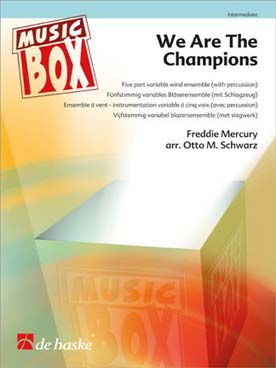 Illustration de We are the champions pour ensemble à vent à 4 voix (instrumentation variable) et percussion