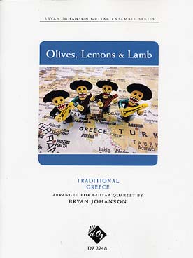 Illustration olives, lemons and lamb (grece)