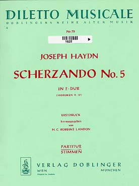 Illustration de Scherzando N° 5 en mi M pour flûte, 2 hautbois, 2 cors, 2 violons et contrebasse - Conducteur
