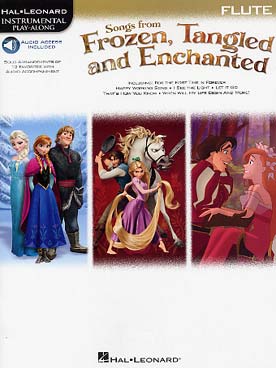 Illustration de DISNEY chansons de Frozen (la reine des neiges), Tangled (raiponce) et Enchanted (il était une fois), avec accompagnement play-along à télécharger