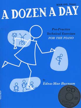 Illustration de A DOZEN A DAY par E. M. Burnam - Book 1 (bleu) en anglais avec CD