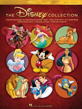 Illustration de EASY PIANO : THE DISNEY COLLECTION : 64 titres de Walt Disney arrangés pour piano facile (avec paroles)