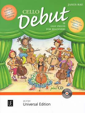 Illustration de Cello Debut : 12 pièces faciles pour solo ou groupe, avec CD écoute et play-along + partie piano à télécharger