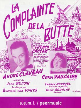 Illustration de Complainte de la butte pour chant/piano (thème du film French Cancan de 1954)