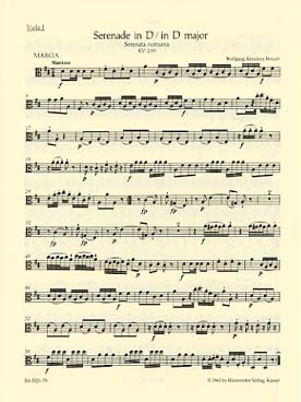 Illustration de Sérénade K 239 en ré M pour orchestre à cordes et timbales - Alto 1