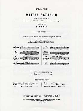Illustration de Maître Pathelin N° 5 : Romance, Air de Charlot je pense à vous quand je m'éveille (baryton)