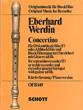 Illustration de Concertino pour flûte à bec et quatuor de flûtes à bec (ou cordes) avec guitare ad lib.