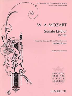 Illustration de Sonate K 282 en mi b M pour quintette à vent et contrebasse   