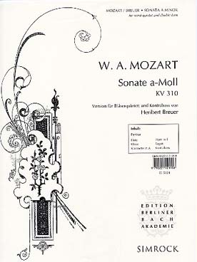 Illustration de Sonate K 310 en la m pour quintette à vent et contrebasse