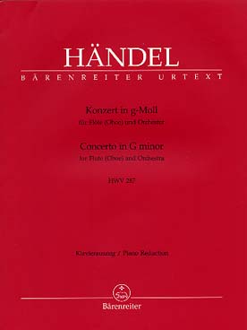 Illustration de Concerto en sol m HWV 287 pour flûte (ou hautbois) et orchestre, réd. piano