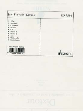 Illustration de Dixtuor pour wind quintet et string quintet (fl, ob, cl, basson, cor, 2 vl, vla, vlc et contreb.) - Parties