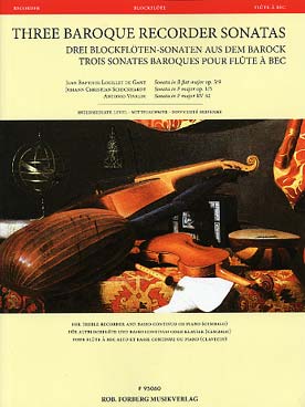 Illustration de 3 SONATES BAROQUES POUR FLUTE A BEC : de Lœillet De Gant, Schickhardt et Vivaldi (flûte à bec alto)