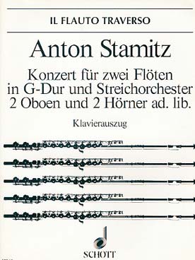 Illustration de Concerto en sol M pour 2 flûtes et orchestre à cordes, réd. piano