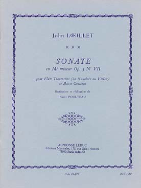 Illustration de Sonate op. 3/7 en mi m pour flûte (ou hautbois ou violon) et basse continue