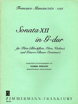 Illustration de Sonata XII en sol M pour flûte (hautbois ou violon) et guitare (ou bc)