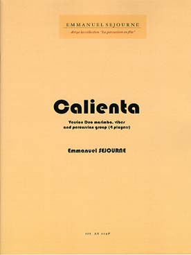 Illustration de Calienta pour duo marimba-vibraphone et groupe de 4 percussionnistes
