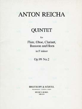 Illustration de Quintette op. 99/2 en fa m pour flûte, hautbois, clarinette, basson et cor   
