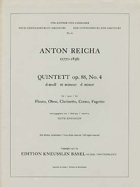 Illustration reicha quintette op. 88/4 en re min
