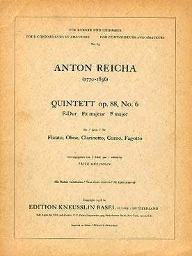 Illustration de Quintette op. 88/6 en fa M    