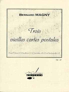 Illustration de 3 Vieilles cartes postales pour 2 flûtes hautbois, clarinette et violoncelle